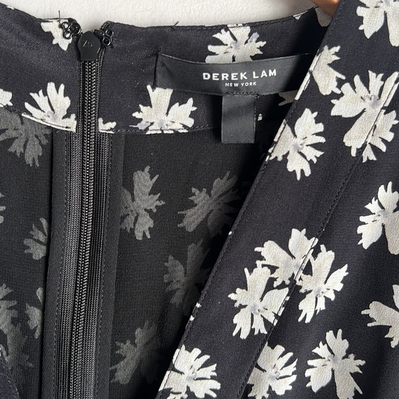 Derek Lam silk Floral Print V-Neck Long Sleeve Mini Dress Size 4 - Picture 5 of 15